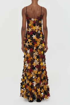Yeshara Crochet Stars Maxi Slip Dress in Multi Cashmere