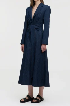 Yunara Knotted Maxi Dress in Recycled Cotton Denim