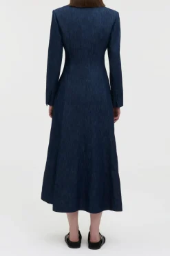 Yunara Knotted Maxi Dress in Recycled Cotton Denim