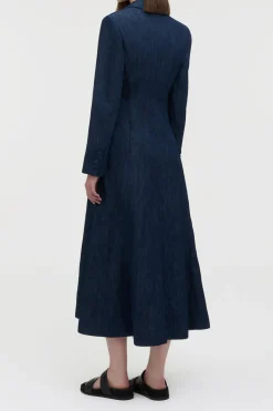Yunara Knotted Maxi Dress in Recycled Cotton Denim