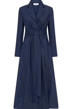 Yunara Knotted Maxi Dress in Recycled Cotton Denim