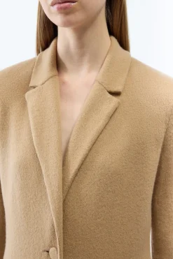 Zander Knit Jacket in Camel Brushed Cashmere