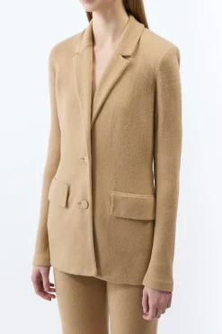 Zander Knit Jacket in Camel Brushed Cashmere