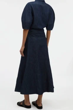 Zivan Knotted Maxi Skirt in Recycled Cotton Denim
