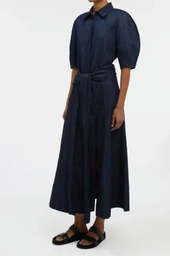 Zivan Knotted Maxi Skirt in Recycled Cotton Denim