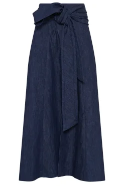 Zivan Knotted Maxi Skirt in Recycled Cotton Denim