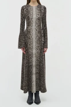 Aalia Knit Maxi Dress in Greyscale Cashmere Silk
