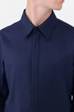 Abbe Shirt in Navy Wool Cashmere Flannel