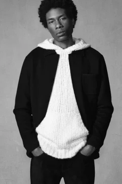 Aditi Knit Hoodie in Ivory Cashmere Boucle