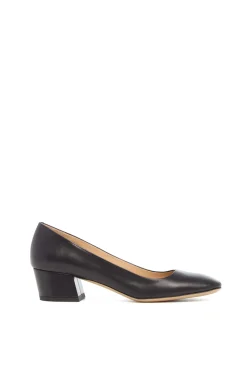 Agathe Low Heel Pump in Black Leather