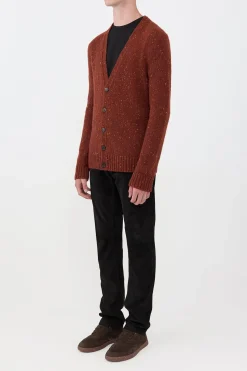 Ailis Knit Cardigan in Burnt Sienna Multi Speckled Aran Cashmere