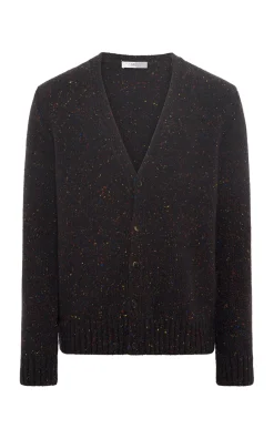 Ailis Knit Cardigan in Charcoal Multi Speckled Aran Cashmere