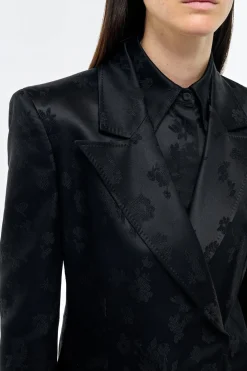 Aleah Blazer in Black Embroidered Silk