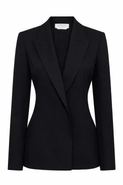 Aleah Blazer in Black Virgin Wool Crepe