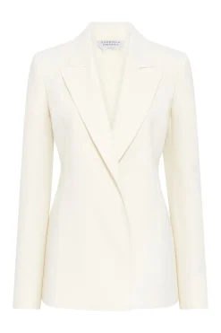Aleah Blazer in Ivory Virgin Wool Crepe