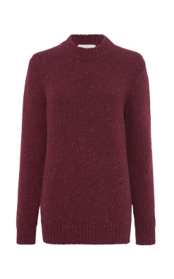 Alfie Knit Sweater in Bordeaux Speckled Aran Cashmere