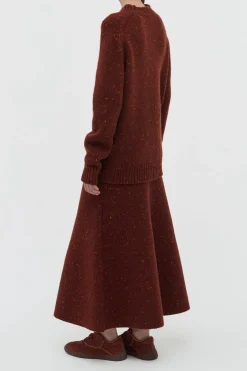 Alfie Knit Sweater in Burnt Sienna Multi Speckle Aran Cashmere