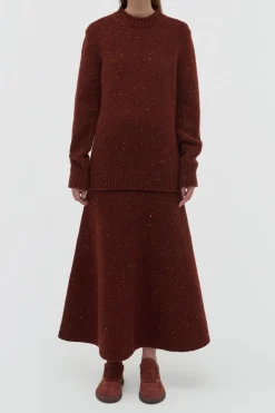 Alfie Knit Sweater in Burnt Sienna Multi Speckle Aran Cashmere