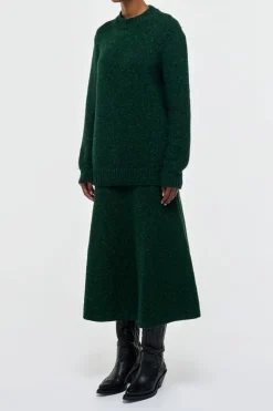 Alfie Knit Sweater in English Green Speckled Aran Cashmere