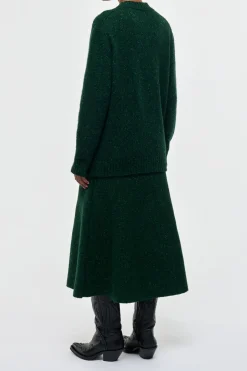 Alfie Knit Sweater in English Green Speckled Aran Cashmere