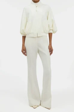 Aluin Jacket in Ivory Virgin Wool Crepe