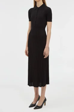 Amor Knit Midi Dress in Black Cashmere Silk