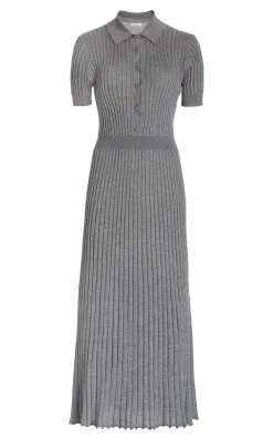 Amor Knit Midi Dress in Heather Grey Cashmere Silk