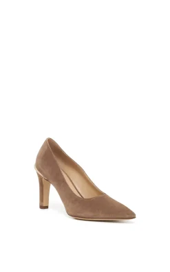 Edwina High Heel Stiletto Pump in Dark Sand Suede