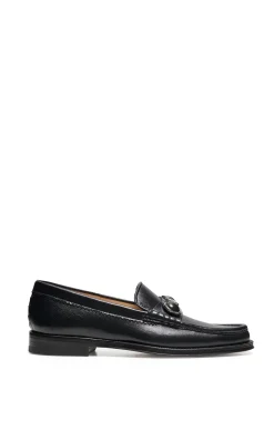 Melchora Stone Loafer in Black Leather